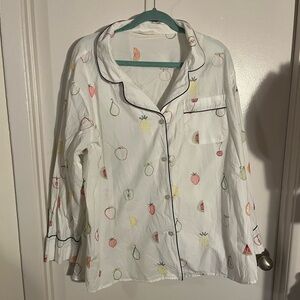 Printfresh Long Set Pajamas with Embroidered Fruit